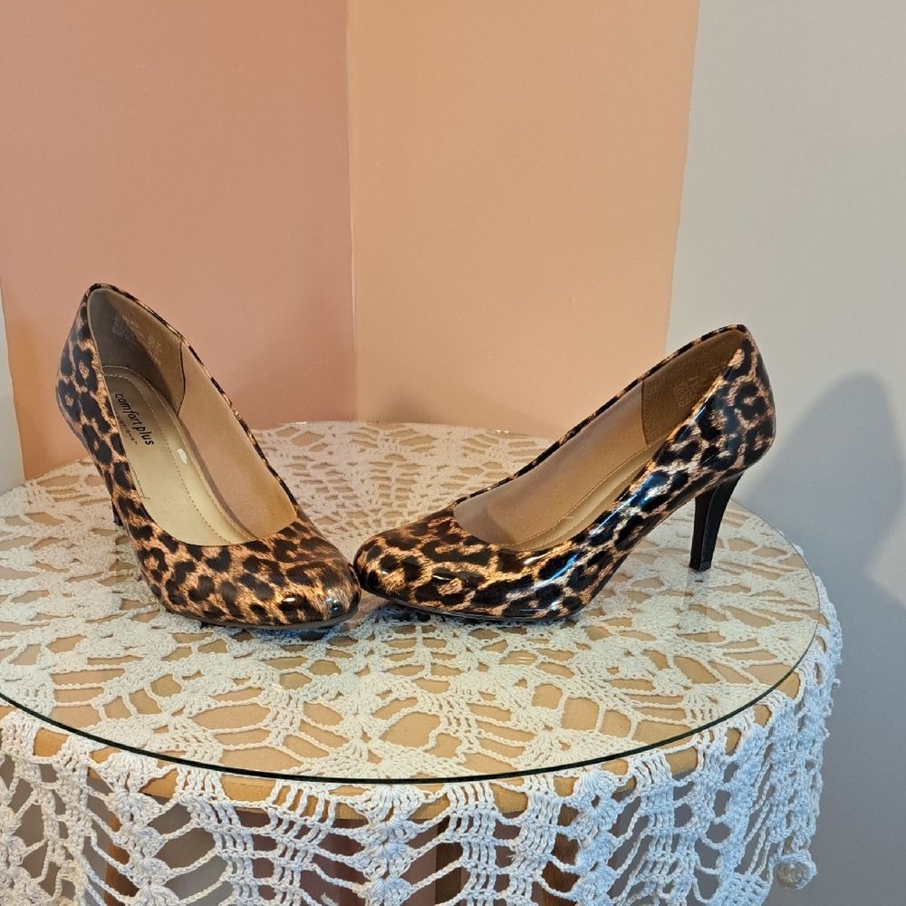 Moving Comfort Leopard Print Heels with Classic Stiletto Design